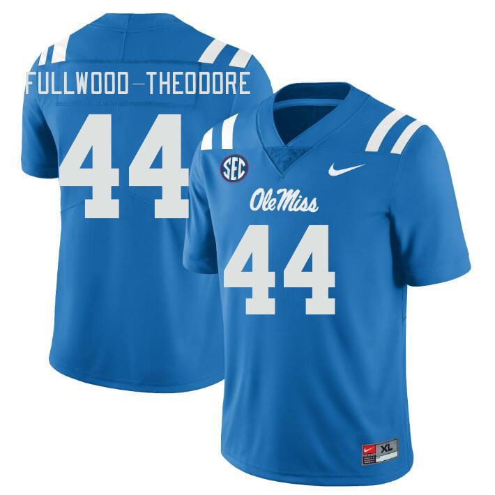 Men #44 Nyseer Fullwood-Theodore Ole Miss Rebels College Football Jerseys Stitched Sale-Power Blue